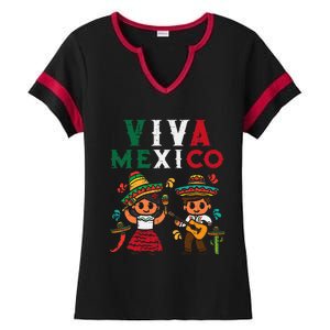 Viva Mexico Maracas Guitar Mexican Independence Ladies Halftime Notch Neck Tee