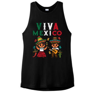 Viva Mexico Maracas Guitar Mexican Independence Ladies PosiCharge Tri-Blend Wicking Tank