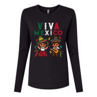 Viva Mexico Maracas Guitar Mexican Independence Womens Cotton Relaxed Long Sleeve T-Shirt