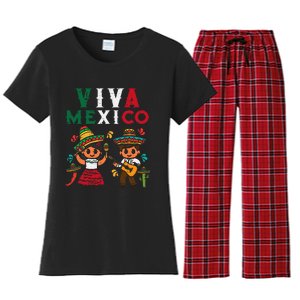 Viva Mexico Maracas Guitar Mexican Independence Women's Flannel Pajama Set