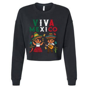 Viva Mexico Maracas Guitar Mexican Independence Cropped Pullover Crew