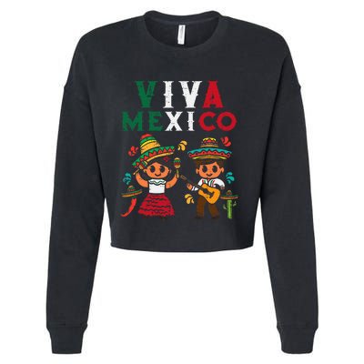 Viva Mexico Maracas Guitar Mexican Independence Cropped Pullover Crew