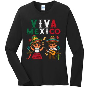 Viva Mexico Maracas Guitar Mexican Independence Ladies Long Sleeve Shirt