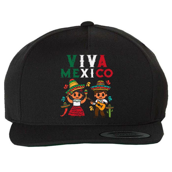 Viva Mexico Maracas Guitar Mexican Independence Wool Snapback Cap