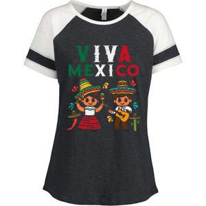 Viva Mexico Maracas Guitar Mexican Independence Enza Ladies Jersey Colorblock Tee