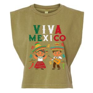 Viva Mexico Maracas Guitar Mexican Independence Garment-Dyed Women's Muscle Tee