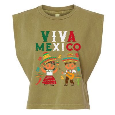 Viva Mexico Maracas Guitar Mexican Independence Garment-Dyed Women's Muscle Tee