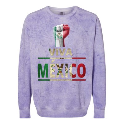 Viva Mexico Mexican Pride Fist Colorblast Crewneck Sweatshirt