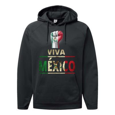 Viva Mexico Mexican Pride Fist Performance Fleece Hoodie