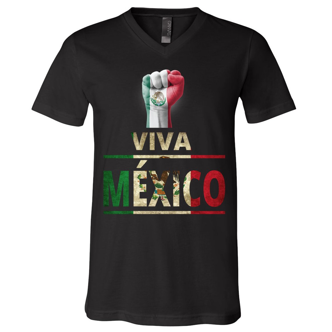 Viva Mexico Mexican Pride Fist V-Neck T-Shirt
