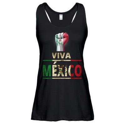 Viva Mexico Mexican Pride Fist Ladies Essential Flowy Tank