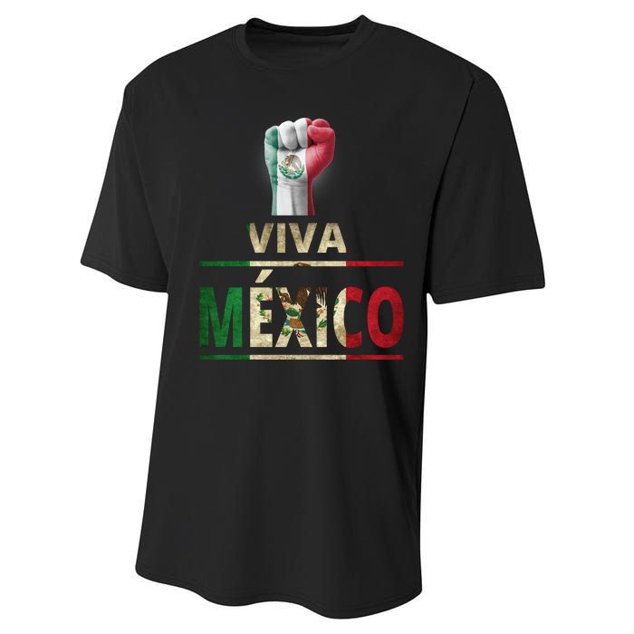 Viva Mexico Mexican Pride Fist Performance Sprint T-Shirt