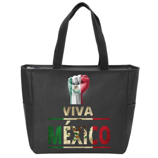 Viva Mexico Mexican Pride Fist Zip Tote Bag
