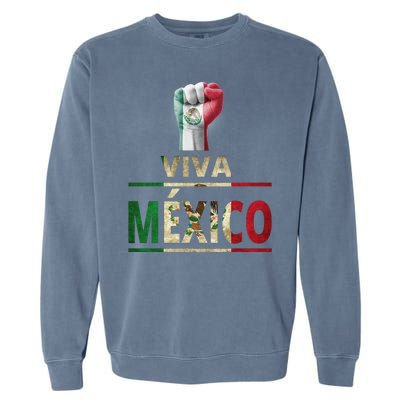 Viva Mexico Mexican Pride Fist Garment-Dyed Sweatshirt