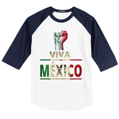 Viva Mexico Mexican Pride Fist Baseball Sleeve Shirt