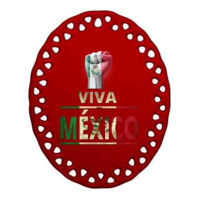 Viva Mexico Mexican Pride Fist Ceramic Oval Ornament