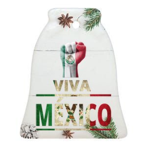 Viva Mexico Mexican Pride Fist Ceramic Bell Ornament