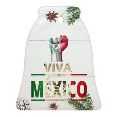 Viva Mexico Mexican Pride Fist Ceramic Bell Ornament