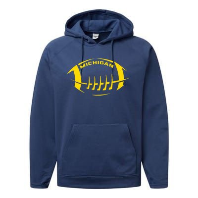 Vintage Michigan MI Vintage Design Classic Michigan Performance Fleece Hoodie