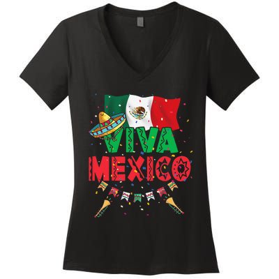 Viva Mexico Mexican Independence Day Independencia De Mexico Gift Women's V-Neck T-Shirt