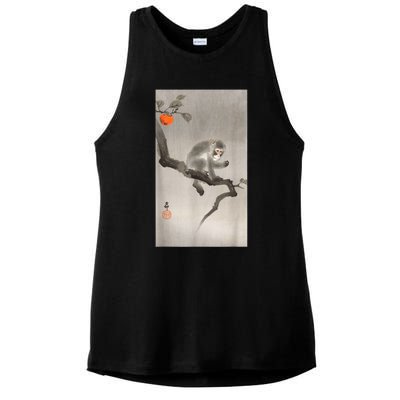 Vintage Macaque Monkey Japanese Nature Japan Art Ladies PosiCharge Tri-Blend Wicking Tank