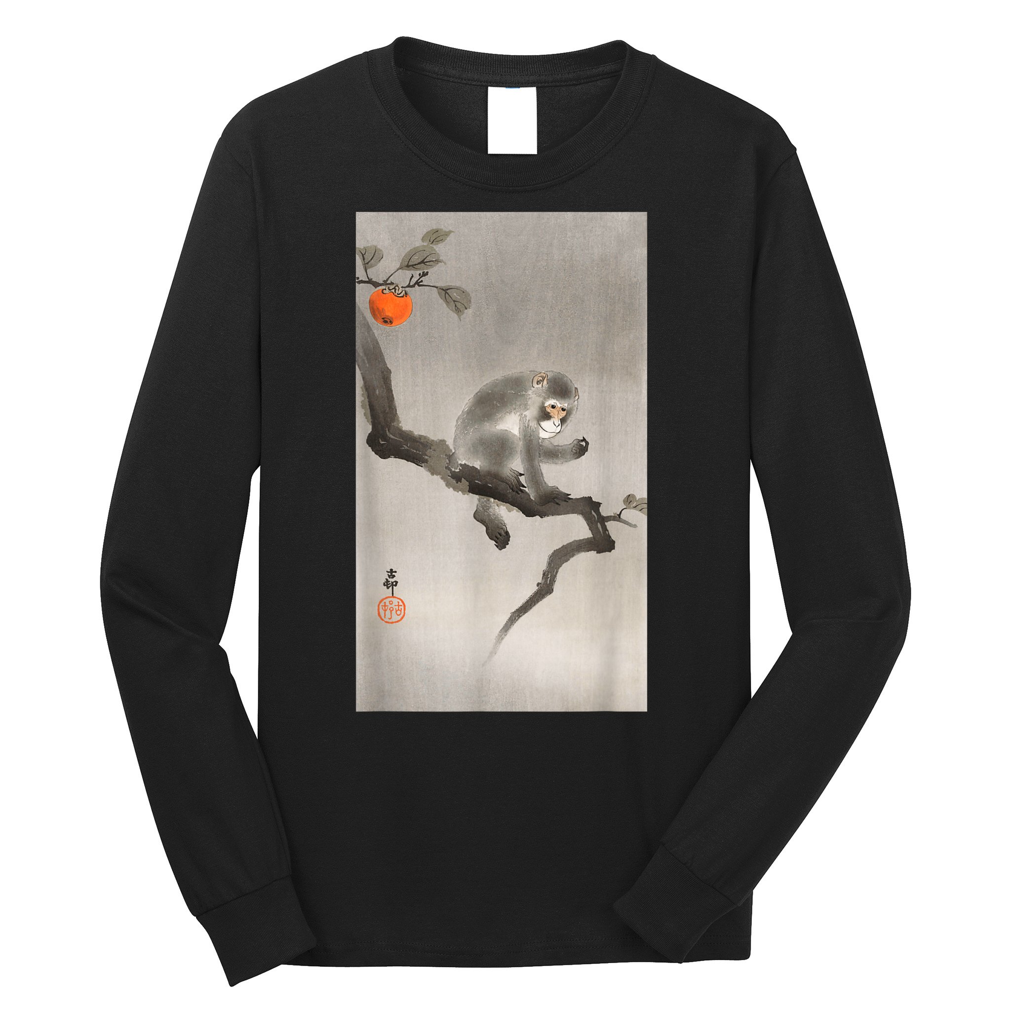 Vintage Macaque Monkey Japanese Nature Japan Art Long Sleeve Shirt