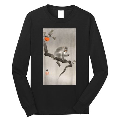 Vintage Macaque Monkey Japanese Nature Japan Art Long Sleeve Shirt