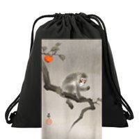 Vintage Macaque Monkey Japanese Nature Japan Art Drawstring Bag