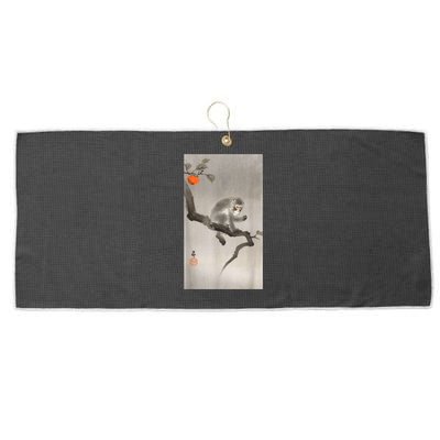 Vintage Macaque Monkey Japanese Nature Japan Art Large Microfiber Waffle Golf Towel