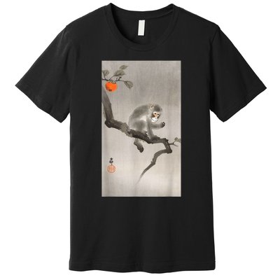 Vintage Macaque Monkey Japanese Nature Japan Art Premium T-Shirt