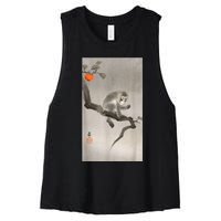 Vintage Macaque Monkey Japanese Nature Japan Art Women's Racerback Cropped Tank