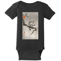 Vintage Macaque Monkey Japanese Nature Japan Art Baby Bodysuit