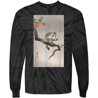Vintage Macaque Monkey Japanese Nature Japan Art Tie-Dye Long Sleeve Shirt