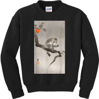 Vintage Macaque Monkey Japanese Nature Japan Art Kids Sweatshirt