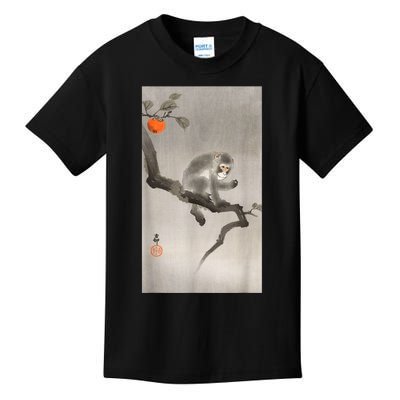 Vintage Macaque Monkey Japanese Nature Japan Art Kids T-Shirt