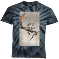 Vintage Macaque Monkey Japanese Nature Japan Art Kids Tie-Dye T-Shirt