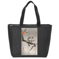 Vintage Macaque Monkey Japanese Nature Japan Art Zip Tote Bag