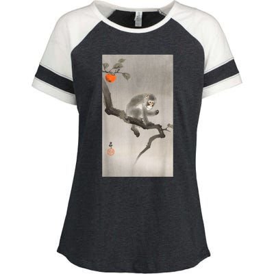 Vintage Macaque Monkey Japanese Nature Japan Art Enza Ladies Jersey Colorblock Tee