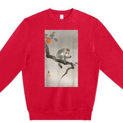 Vintage Macaque Monkey Japanese Nature Japan Art Premium Crewneck Sweatshirt