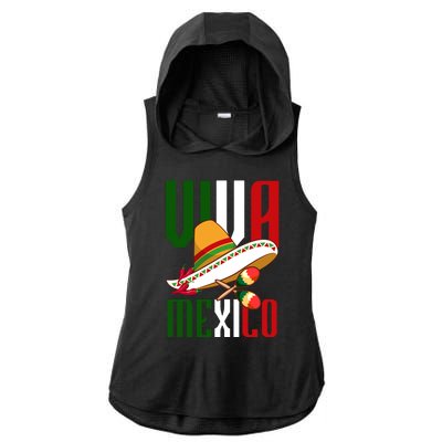 Viva Mexico Mexican Pride Ladies PosiCharge Tri-Blend Wicking Draft Hoodie Tank