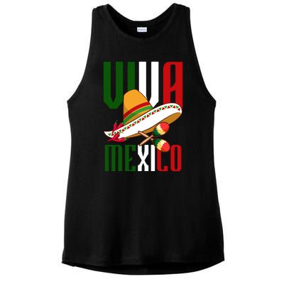 Viva Mexico Mexican Pride Ladies PosiCharge Tri-Blend Wicking Tank