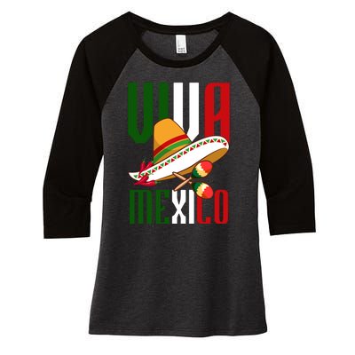 Viva Mexico Mexican Pride Women's Tri-Blend 3/4-Sleeve Raglan Shirt