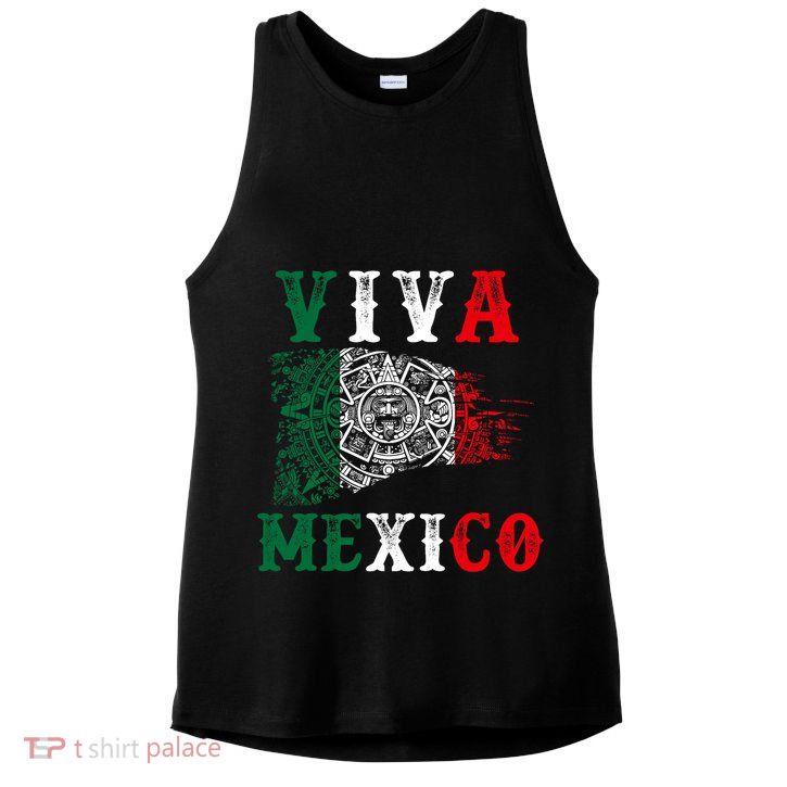 Viva Mexico Mexican Independence Day Ladies PosiCharge Tri-Blend Wicking Tank
