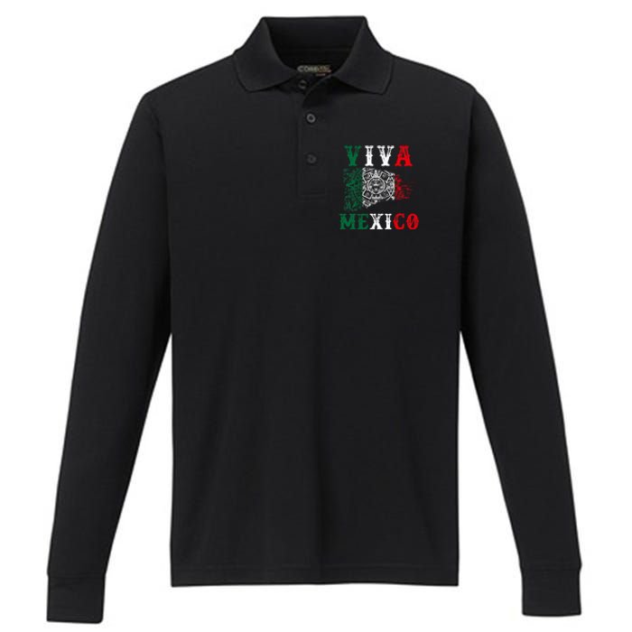 Viva Mexico Mexican Independence Day Performance Long Sleeve Polo