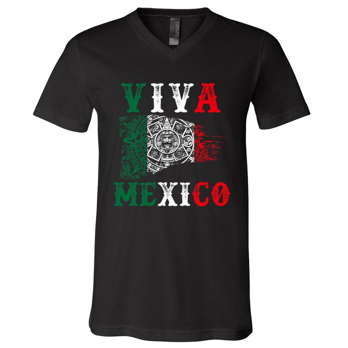 Viva Mexico Mexican Independence Day V-Neck T-Shirt