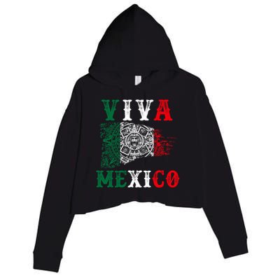 Viva Mexico Mexican Independence Day Crop Fleece Hoodie