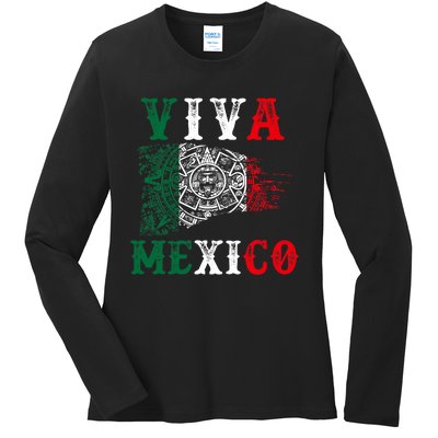 Viva Mexico Mexican Independence Day Ladies Long Sleeve Shirt