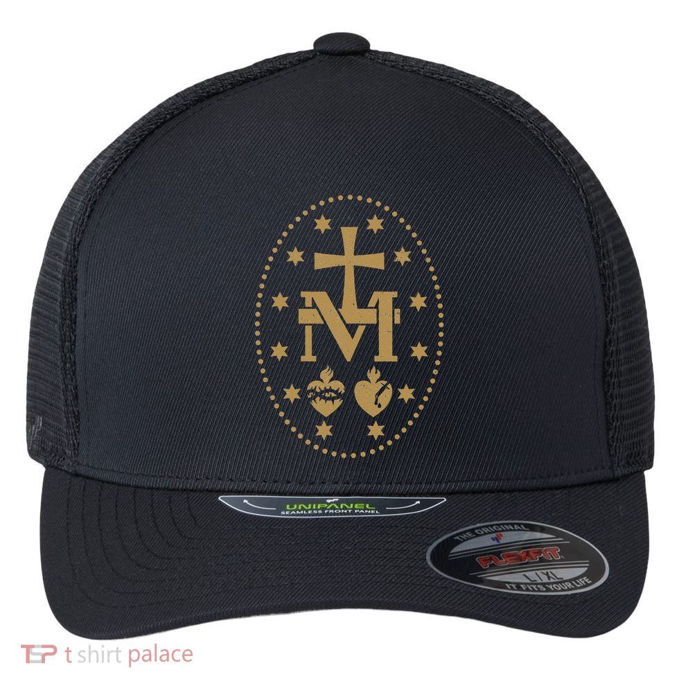 Vintage Miraculous Medal Virgin Jesus Cross Catholic Gifts Flexfit Unipanel Trucker Cap