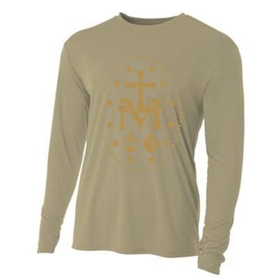 Vintage Miraculous Medal Virgin Jesus Cross Catholic Gifts Cooling Performance Long Sleeve Crew