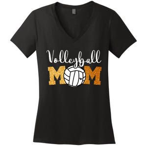 Volleyball Mom Mothers Day Volleyball Game Day Cheer Mom Women's V-Neck T-Shirt